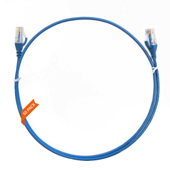 0.5m CAT6 Ultra Thin LSZH Ethernet Network Cable | 50 Pack Blue