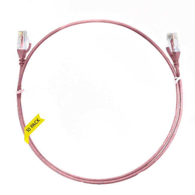 2m CAT6 Ultra Thin LSZH Ethernet Network Cable | 10 Pack Pink