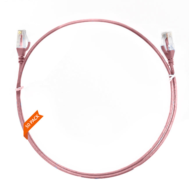 1m CAT6 Ultra Thin LSZH Ethernet Network Cable | 50 Pack Pink