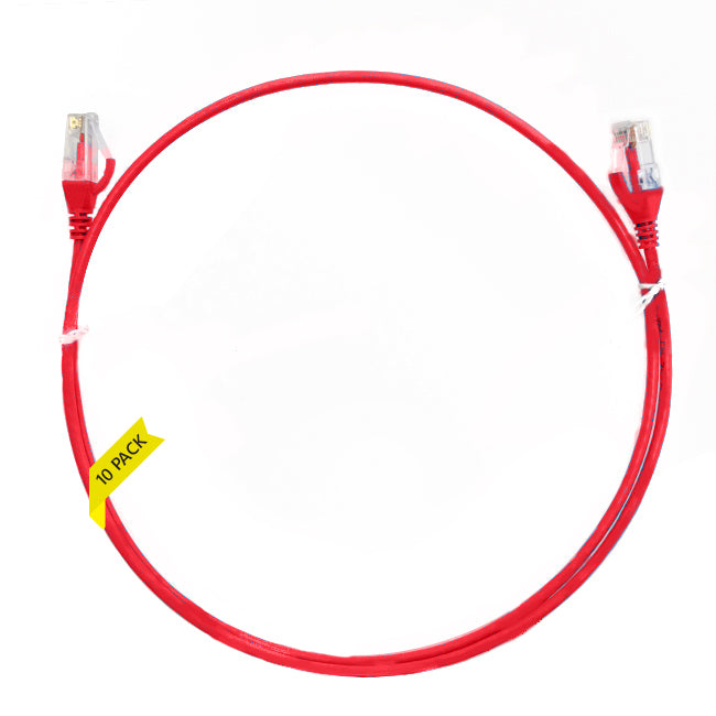 0.5m CAT6 Ultra Thin LSZH Ethernet Network Cable | 10 Pack Red