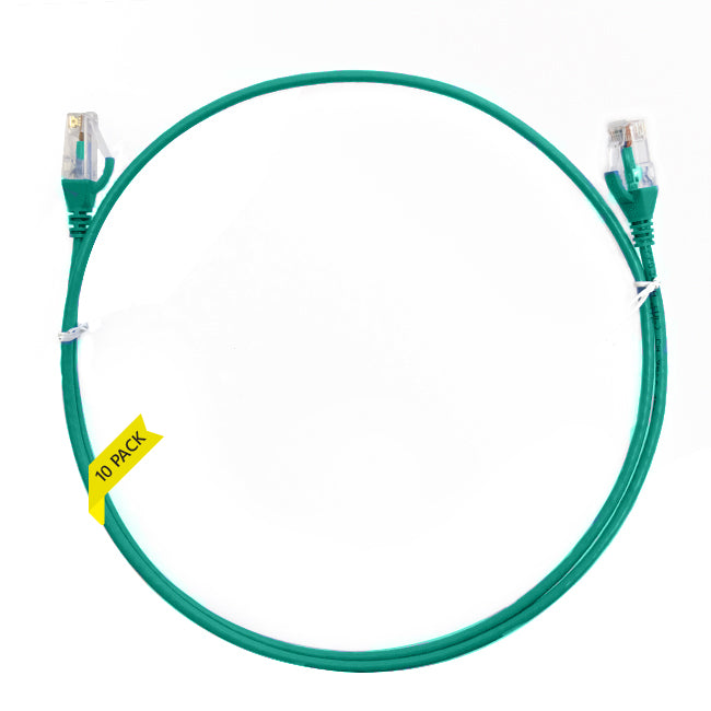 0.25m CAT6 Ultra Thin LSZH Ethernet Network Cable | 10 Pack Green