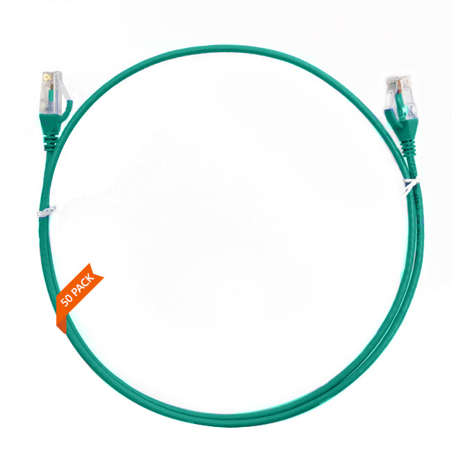 0.25m CAT6 Ultra Thin LSZH Ethernet Network Cable | 50 Pack Green