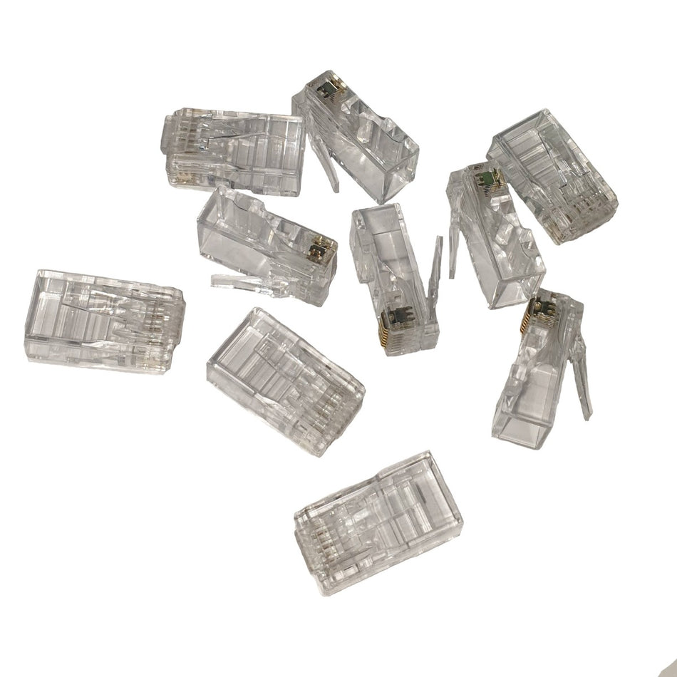 Cat 6 8 Position RJ45 One-Piece Modular Crimp Plug | Solid | 10 Pack