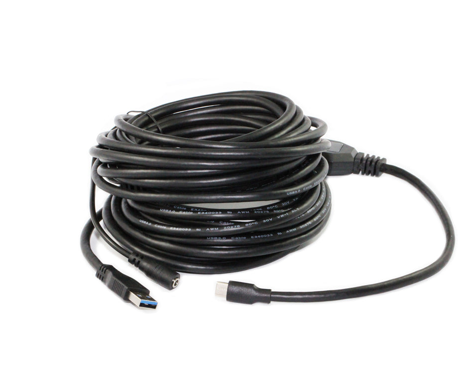 10M USB 3.0 Type-C AM-CM Active Extension Cable Black | 28+24AWG Supports 5Gbps