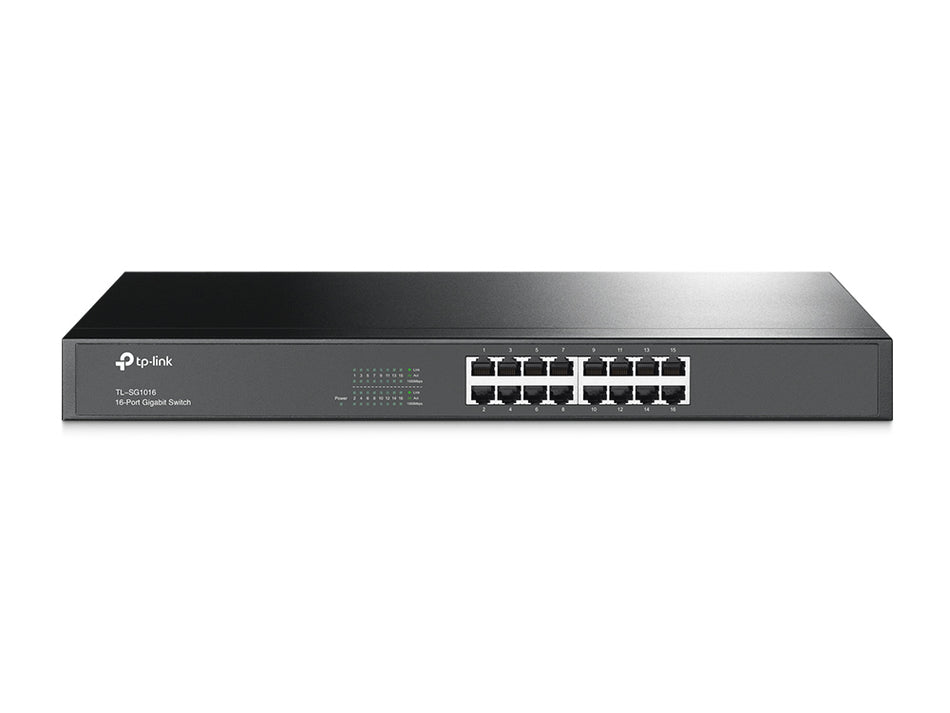 TP-Link TL-SG1016 | 16 port Gigabit Switch with 1U 19-inch rack-mountable steel case