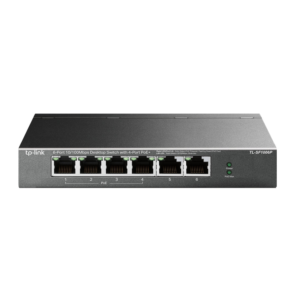 TP-Link TL-SF1006P | 6 port 10/100 Mbps Desktop Switch with 4 Port PoE+