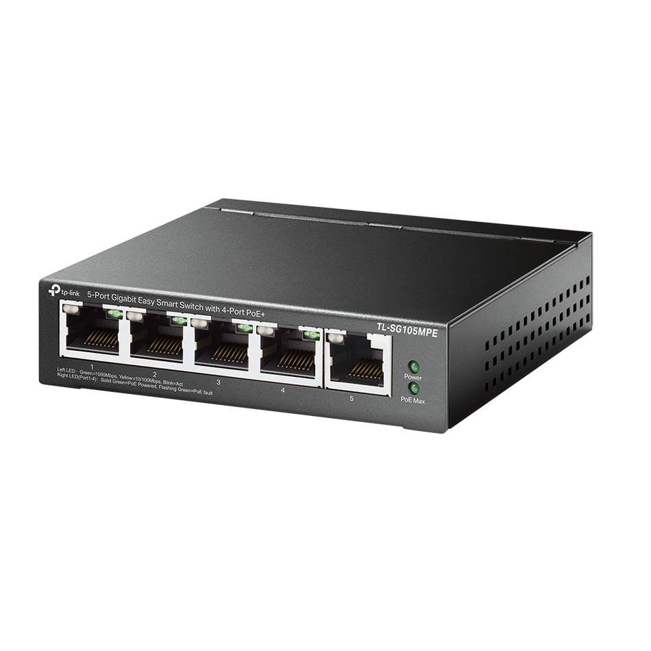 TP-Link TL-SG105MPE | 5-Port Gigabit Easy Smart Switch with 4-Port PoE+