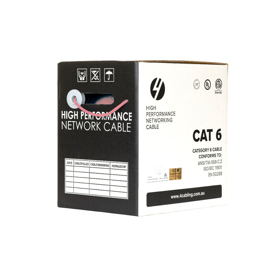 CAT6 Ethernet Cable Reel Box UTP LAN Cable w/ Solid Conductor | 305m Pink