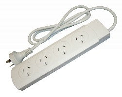 White 4 Outlet Powerboard | 1m Lead