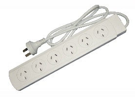 White 6 Outlet Powerboard | 1m Lead