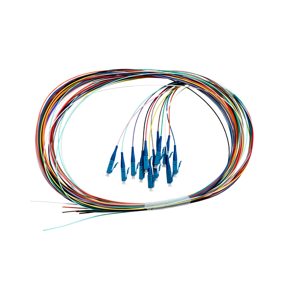 2m Fibre Pigtail LC OS1 / OS2 Singlemode | 12 Pack Rainbow