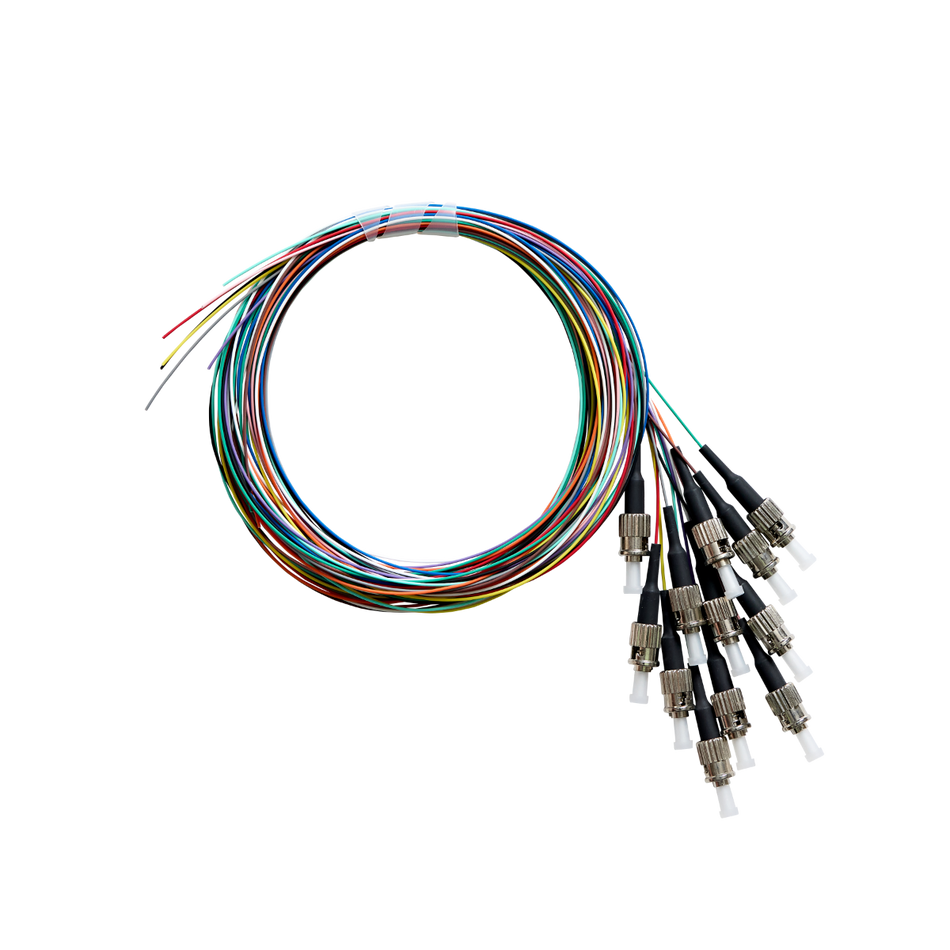 Fibre Pigtail ST OM3 Multimode 2m - 12 pack Rainbow