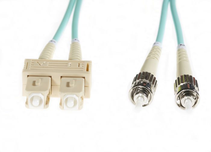 5m SC-ST OM4 Multimode Fibre Optic Cable: Aqua