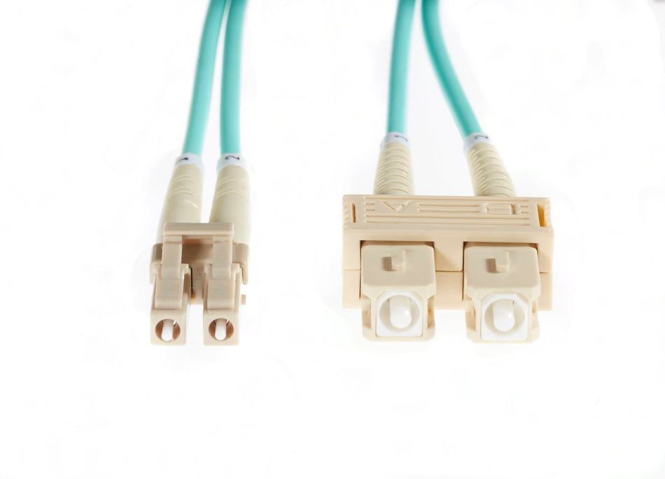 5m LC-SC OM4 Multimode Fibre Optic Cable | Aqua