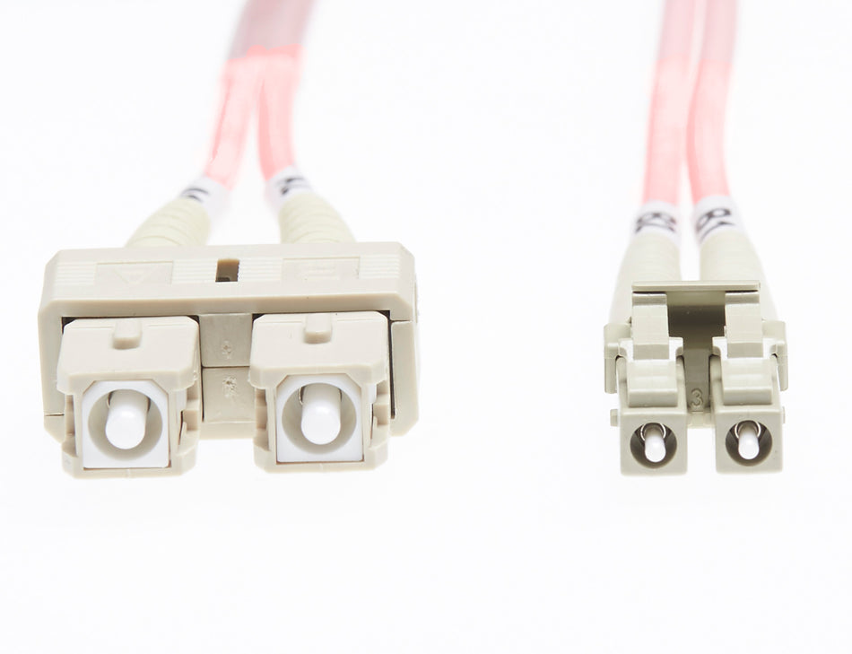 0.5m LC-SC OM1 Multimode Fibre Optic Cable | Salmon Pink