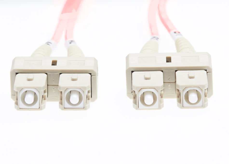 5m SC-SC OM1 Multimode Fibre Optic Cable | Salmon Pink