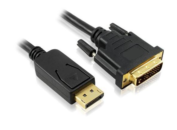 2m DisplayPort Male to DVI-D Male Cable: Black