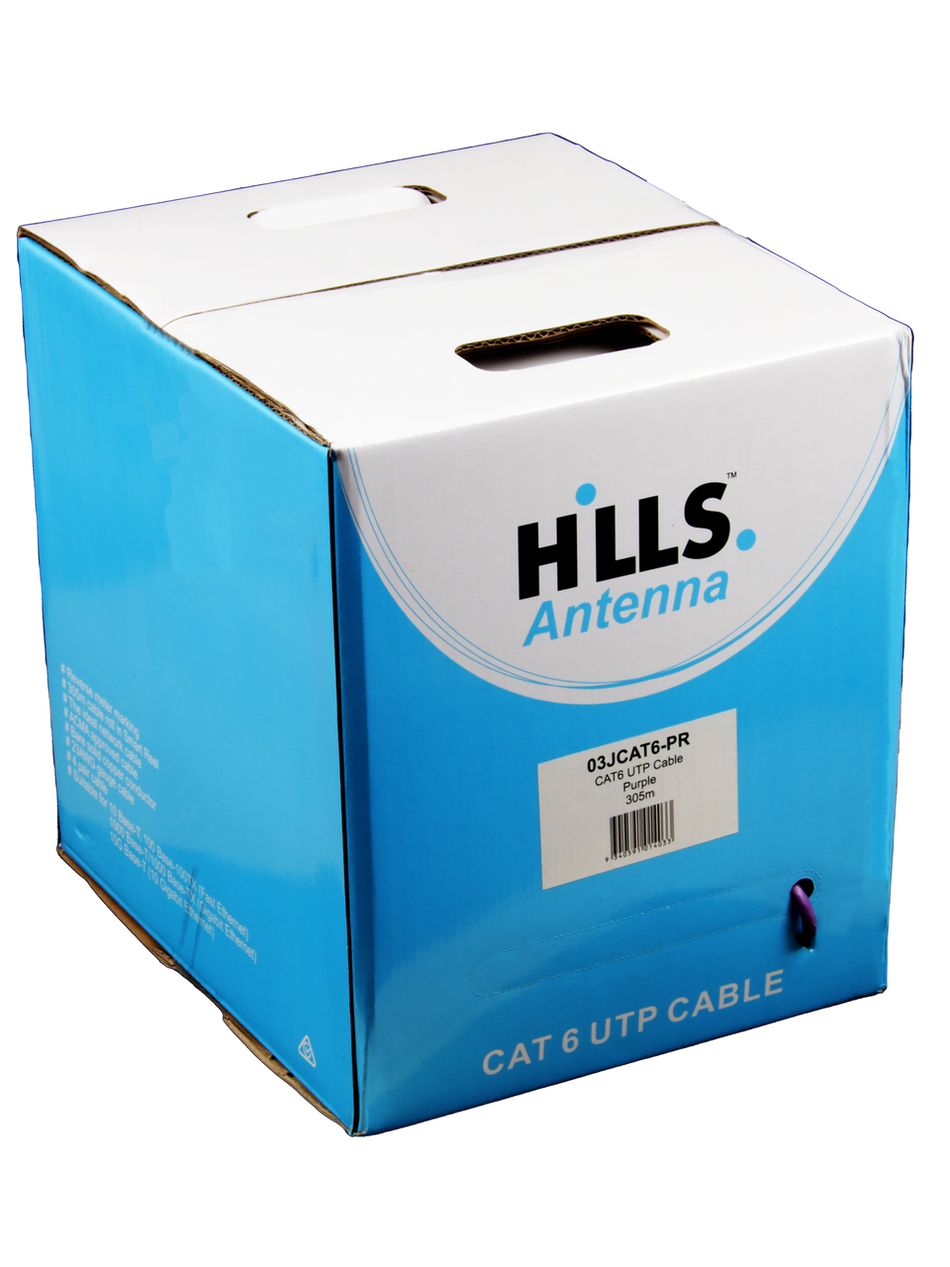 Hills Antenna 4 Pair CAT6 UTP LAN Cable 305M Box - Purple