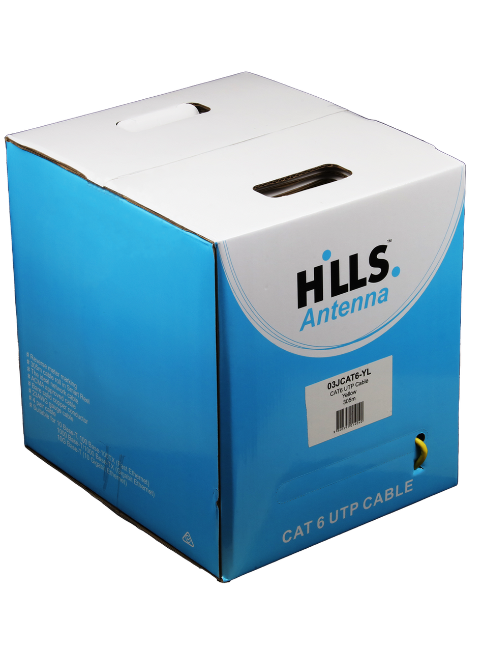 Hills Antenna 4 Pair CAT6 UTP LAN Cable 305M Box - Yellow