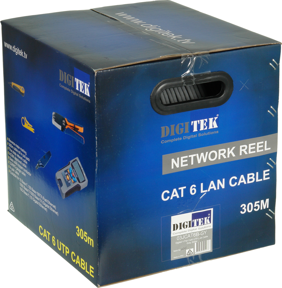 Digitek CAT6 4 Pair Data Cable UTP 305M Box - Grey