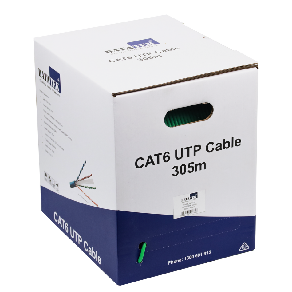 Datatek CAT6 UTP 24AWG Cable Green - 305m Box