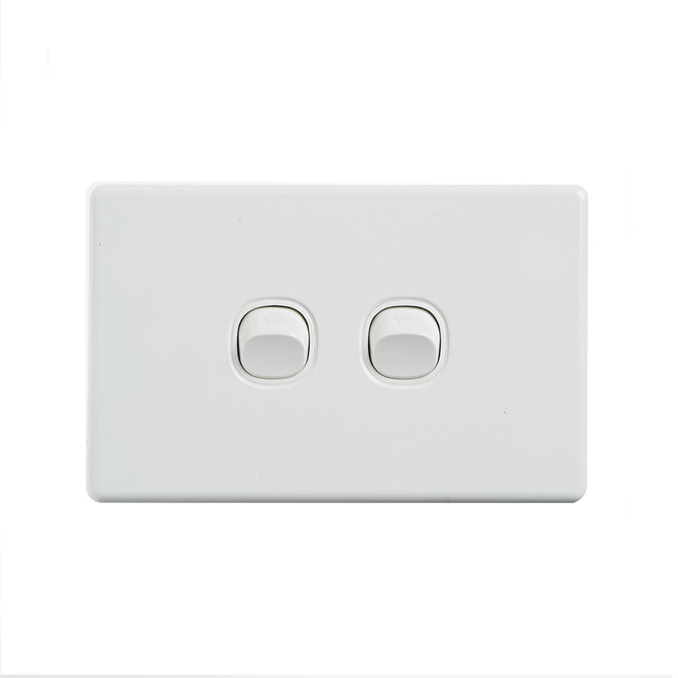 4C | Elegant Wall Switch 2 Gang 250V 16A | Horizontal