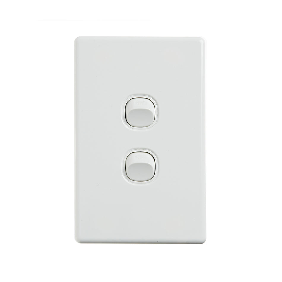 4C | Elegant Wall Switch 2 Gang 250V 16A | Vertical