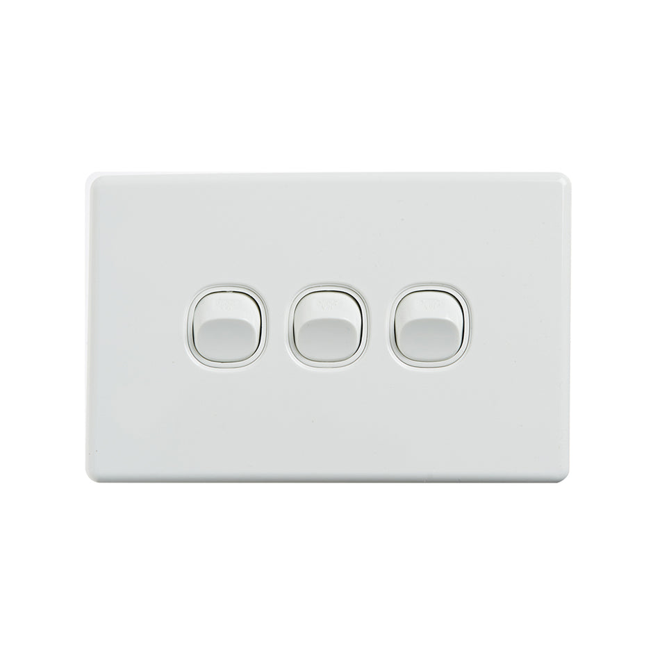 4C | Elegant Wall Switch 3 Gang 250V 16A | Horizontal