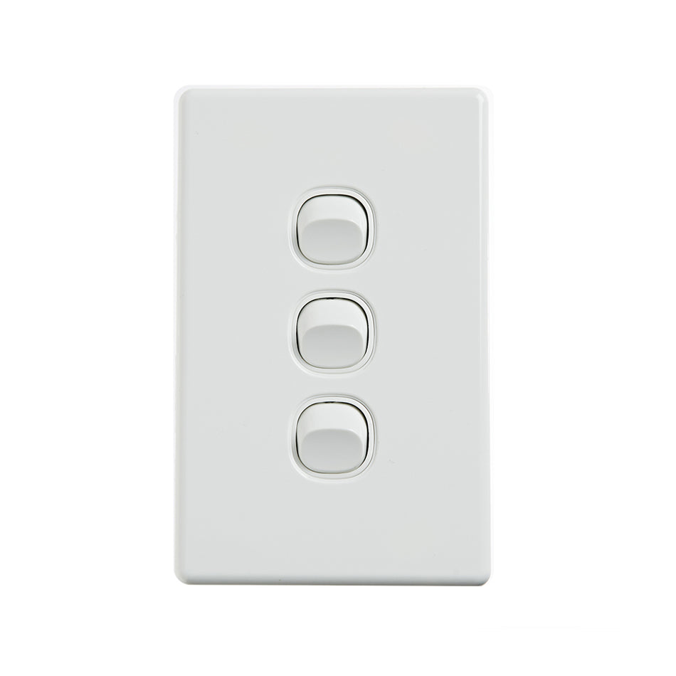 4C | Elegant Wall Switch 3 Gang 250V 16A | Vertical