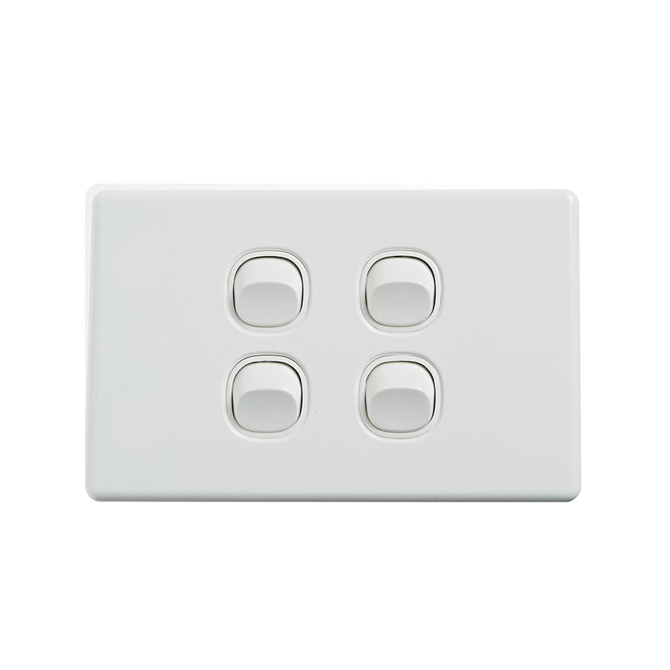 4C | Elegant Wall Switch 4 Gang 250V 16A | Horizontal