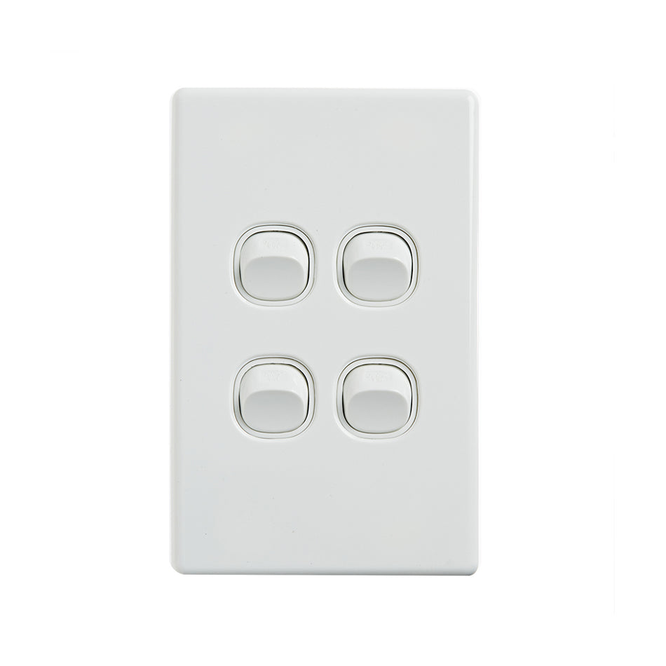 4C | Elegant Wall Switch 4 Gang 250V 16A | Vertical