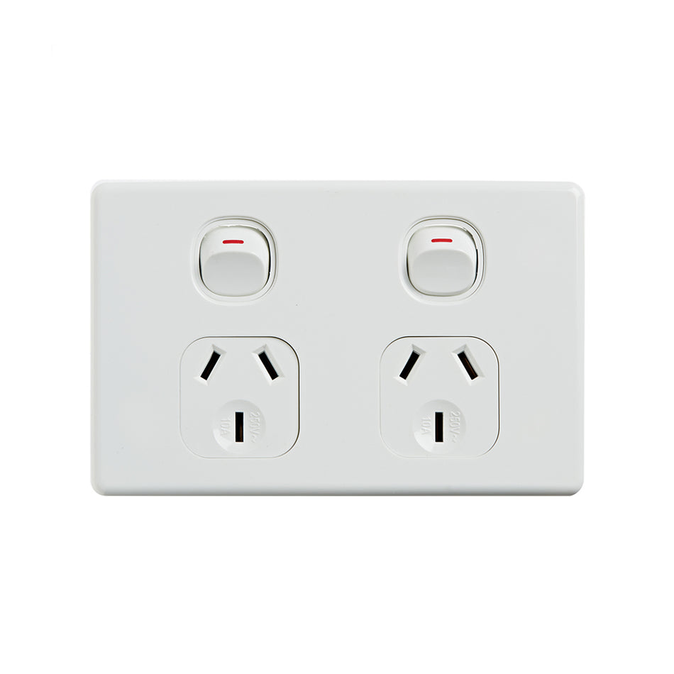 4C | Elegant Double Power Point 250V 10A | Horizontal