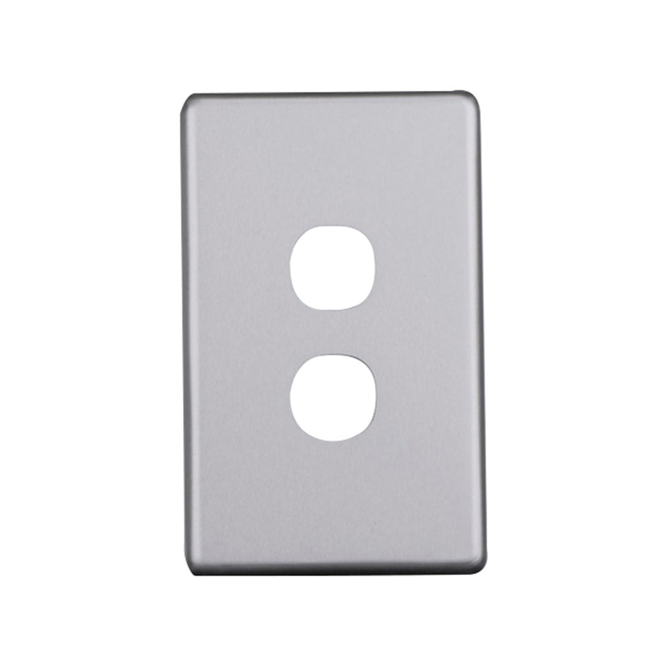 4C | Elegant 2 Gang Aluminium Cover Plate | Silver Matte