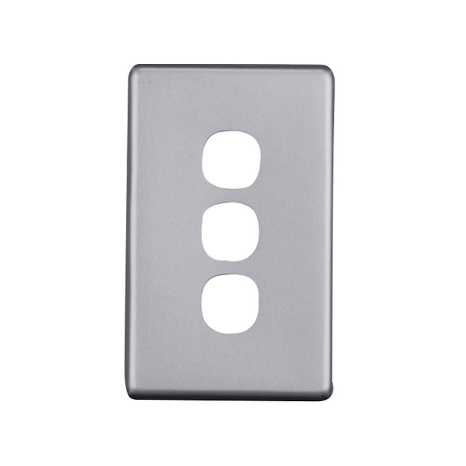 4C | Elegant 3 Gang Aluminium Cover Plate | Silver Matte