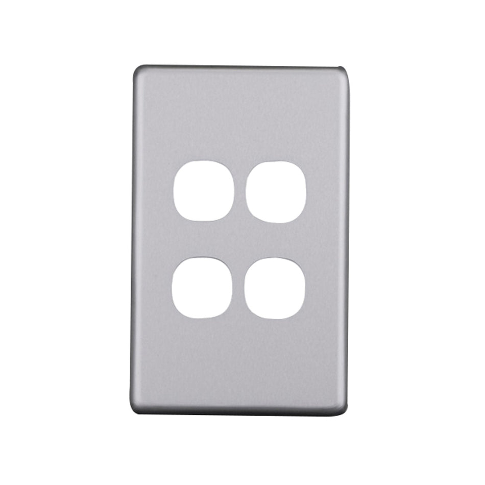 4C | Elegant 4 Gang Aluminium Cover Plate | Silver Matte