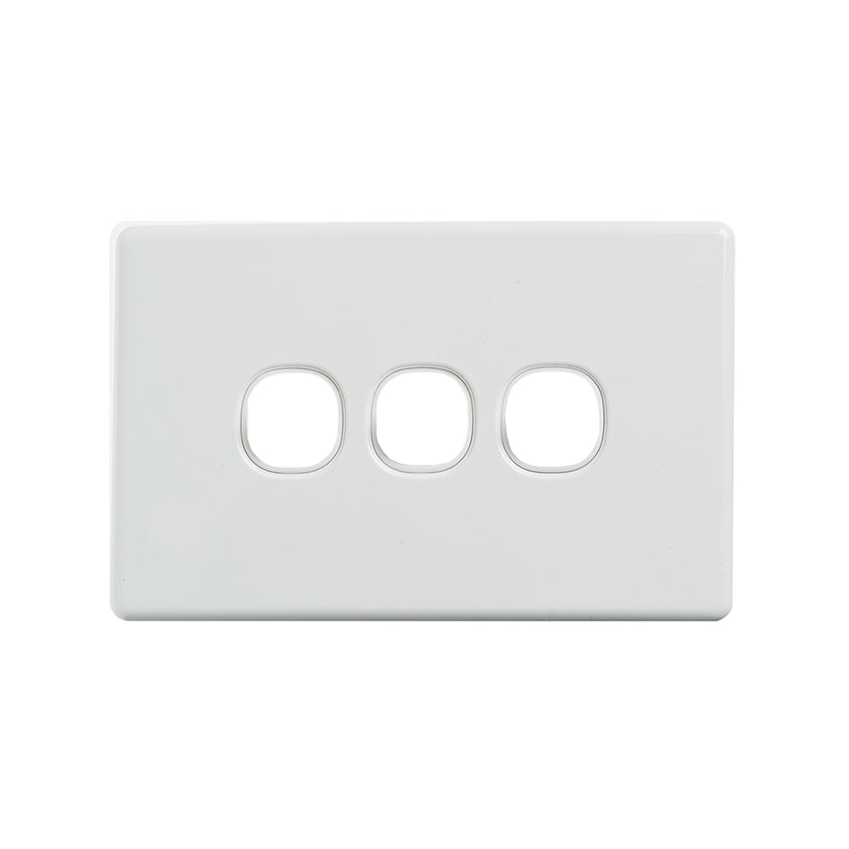 4C | Elegant 3 Gang Grid and Cover Plate - White