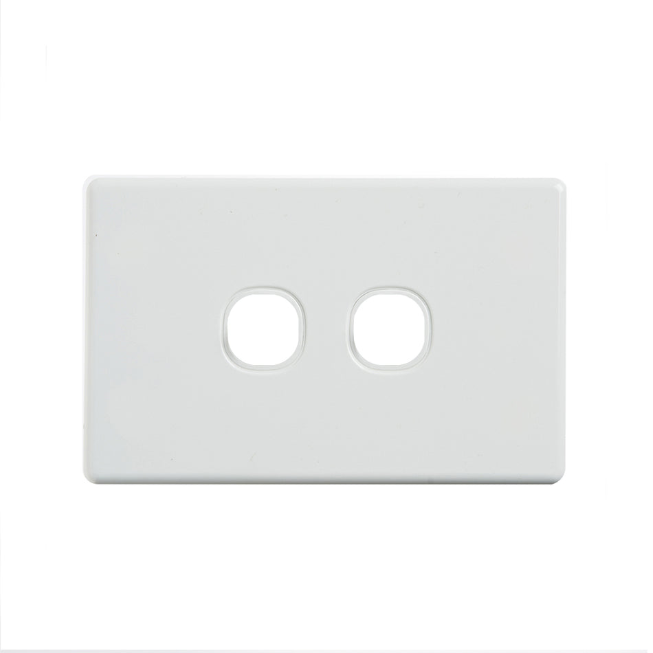 4C | Classic 2 Gang Switch Cover Plate | White