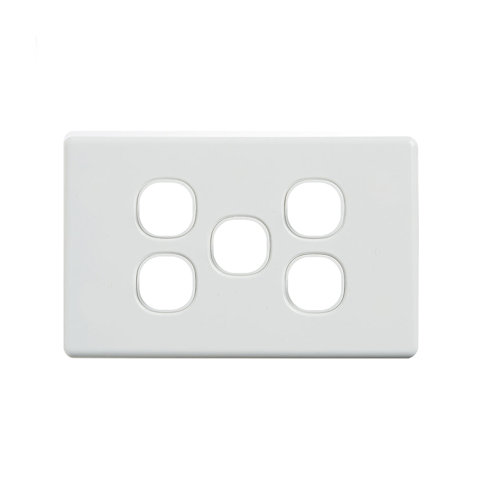 4C | Classic 5 Gang Switch Cover Plate | White