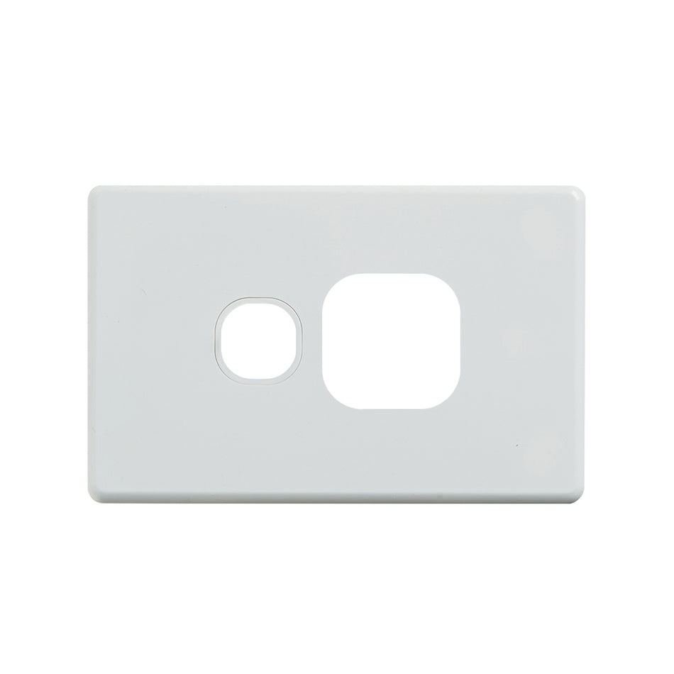 4C | Classic Single Power Point Cover Plate | Horizontal | White