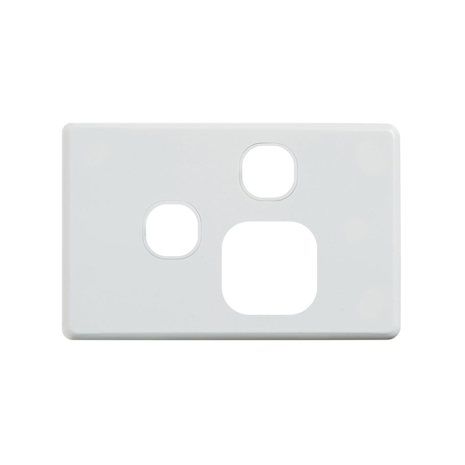 4C | Classic Single Power Point Cover Plate with Extra Switch | Horizontal | White