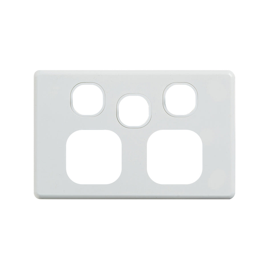 4C | Classic Double Power Point Cover Plate with Extra Switch | White