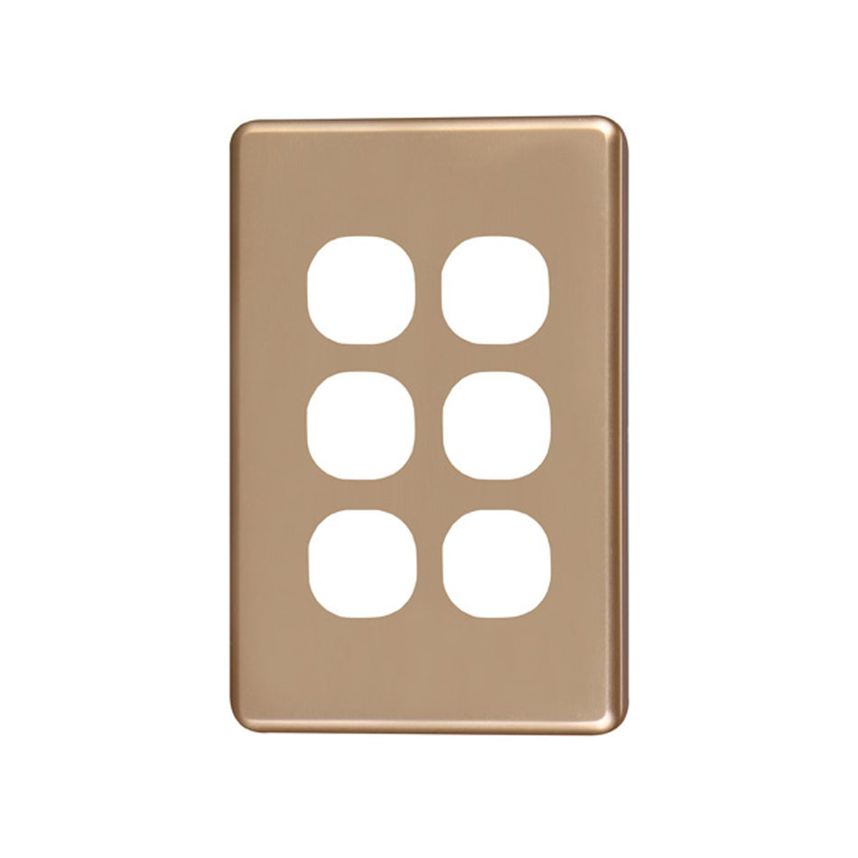 4C | Classic 6 Gang Switch Cover Plate | Gold