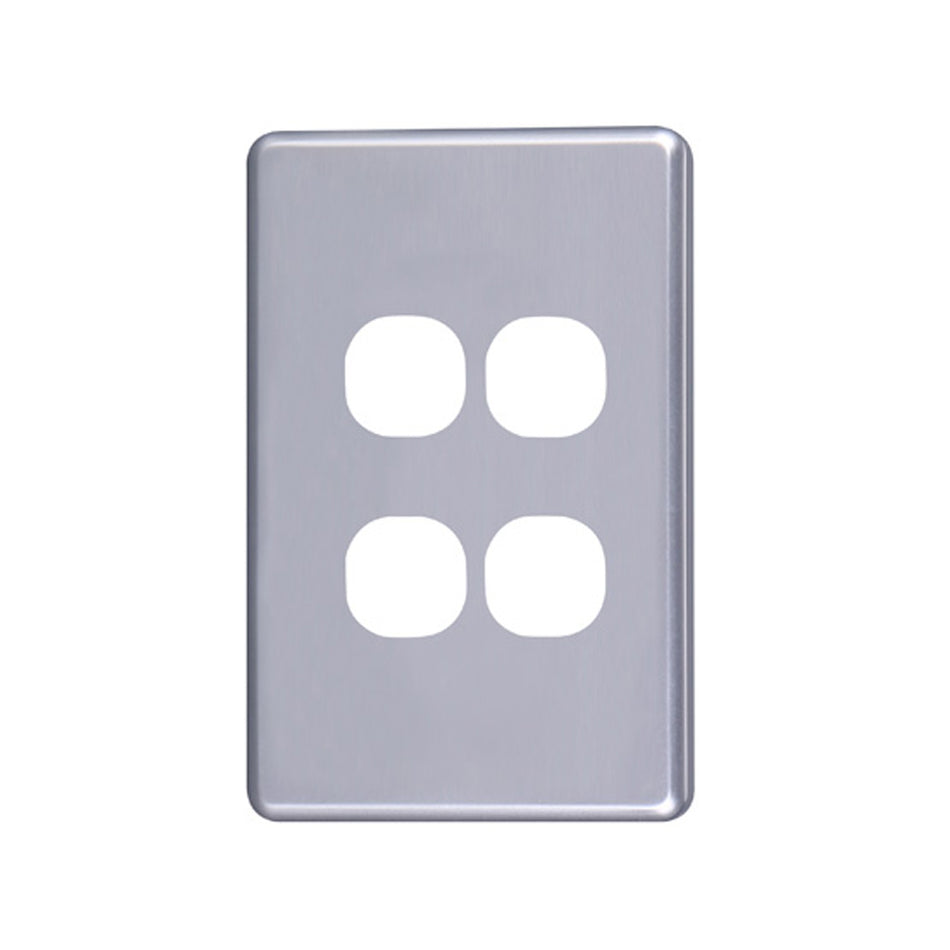 4C | Classic 4 Gang Switch Cover Plate | Silver