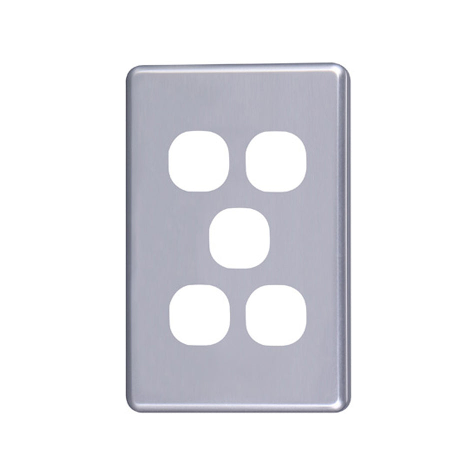 4C | Classic 5 Gang Switch Cover  - Silver