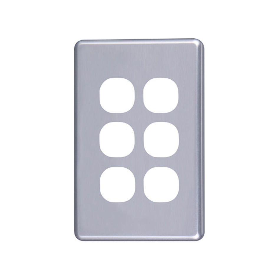 4C | Classic 6 Gang Switch Cover Plate | Silver