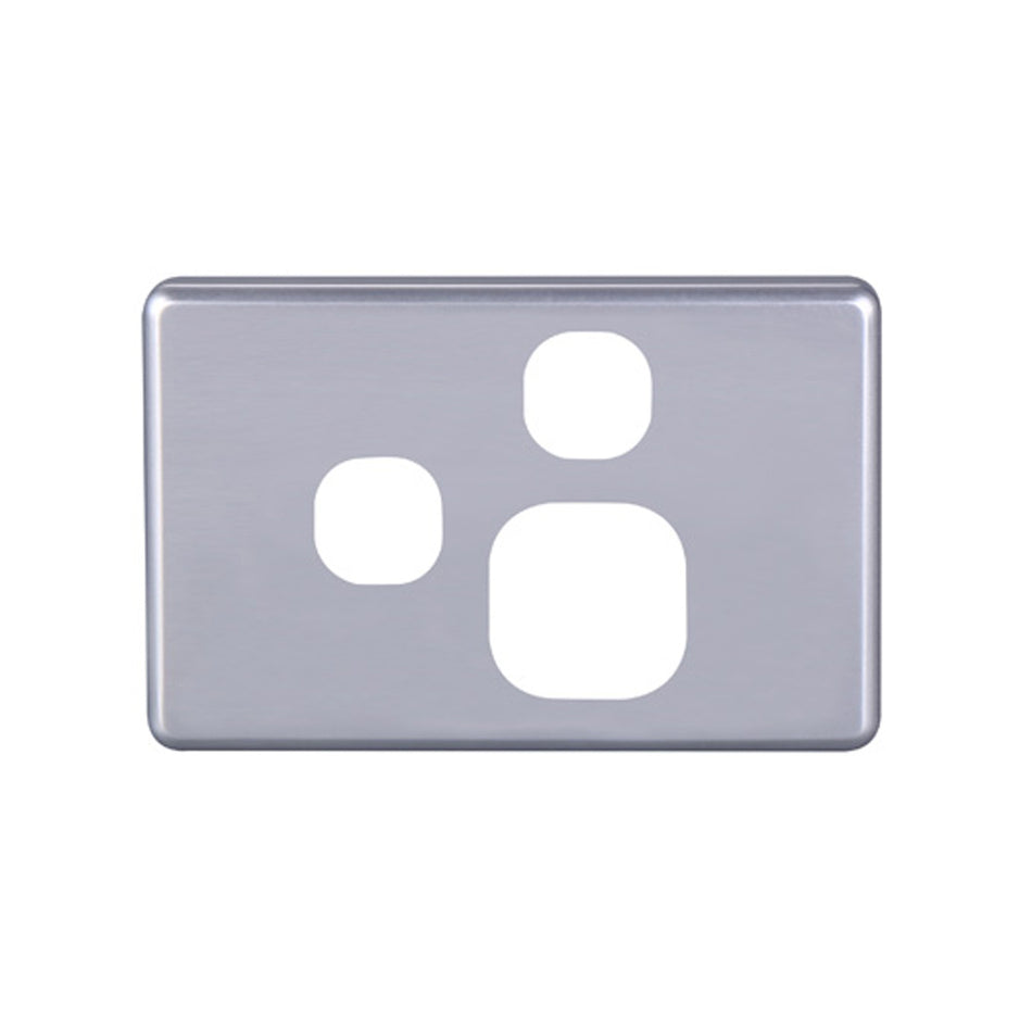 4C | Classic Single Power Point Cover Plate with Extra Switch | Horizontal | Silver