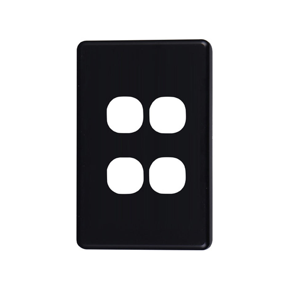 4C | Classic 4 Gang Switch Cover Plate | Black