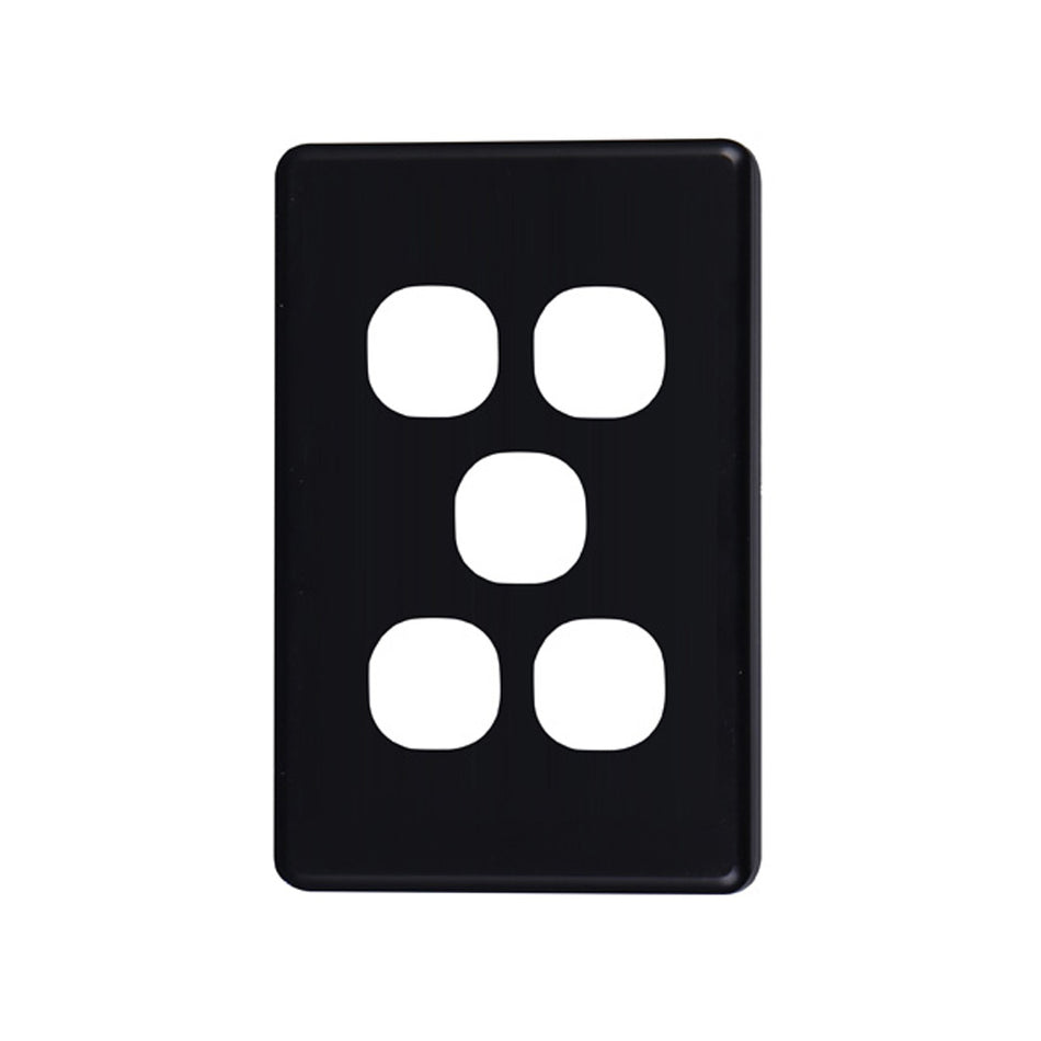 4C | Classic 5 Gang Switch Cover Plate | Black