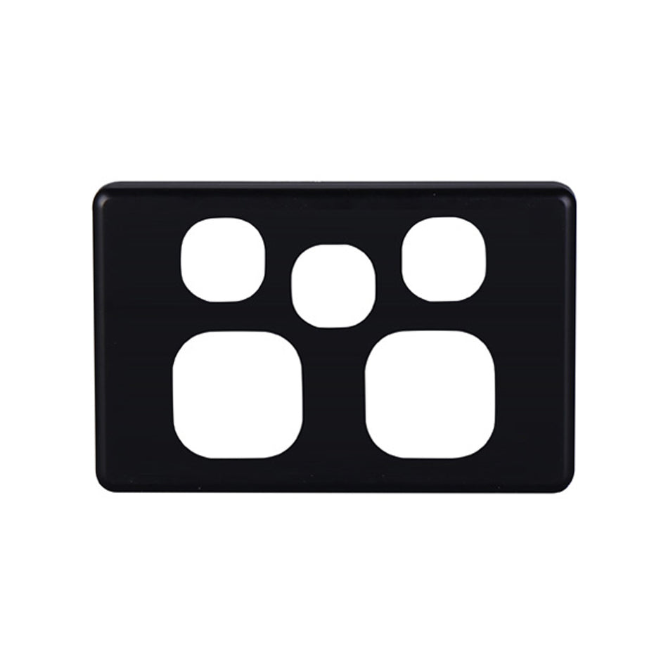 4C | Classic Double Power Point Cover Plate with Extra Switch | Black