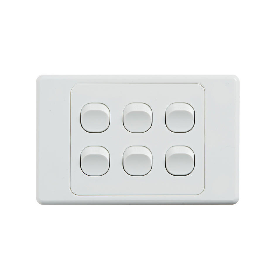 4C | Ultima 6 Gang Switch 250V 16AX - Horizontal